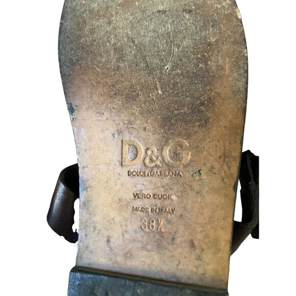 D&G Women's Brown Leather Studded Thong Sandals Made in Italy Size EUR 38.5 US 8 - Picture 8 of 8